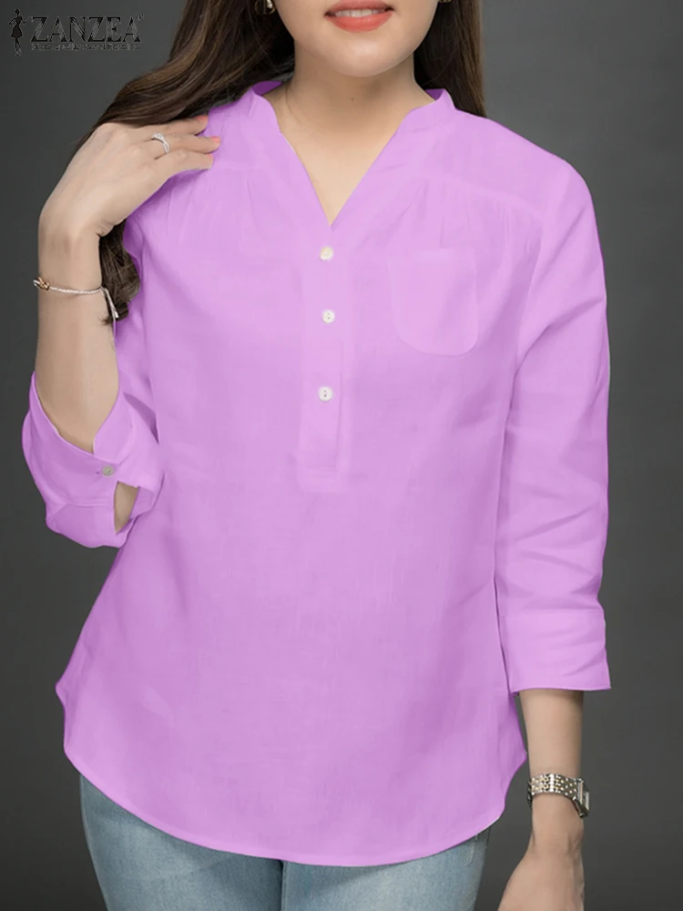 ZANZEA Women 3/4 Sleeve Shirts Summer Office Work Blouse Elegant Solid V Neck Blusas Casual Holiday Tunic Tops Buttons Chemise
ZANZEA Women 3/4 Sleeve Shirts Summer Office Work Blouse Elegant Solid V Neck Blusas Casual Holiday Tunic Tops Buttons Chemise