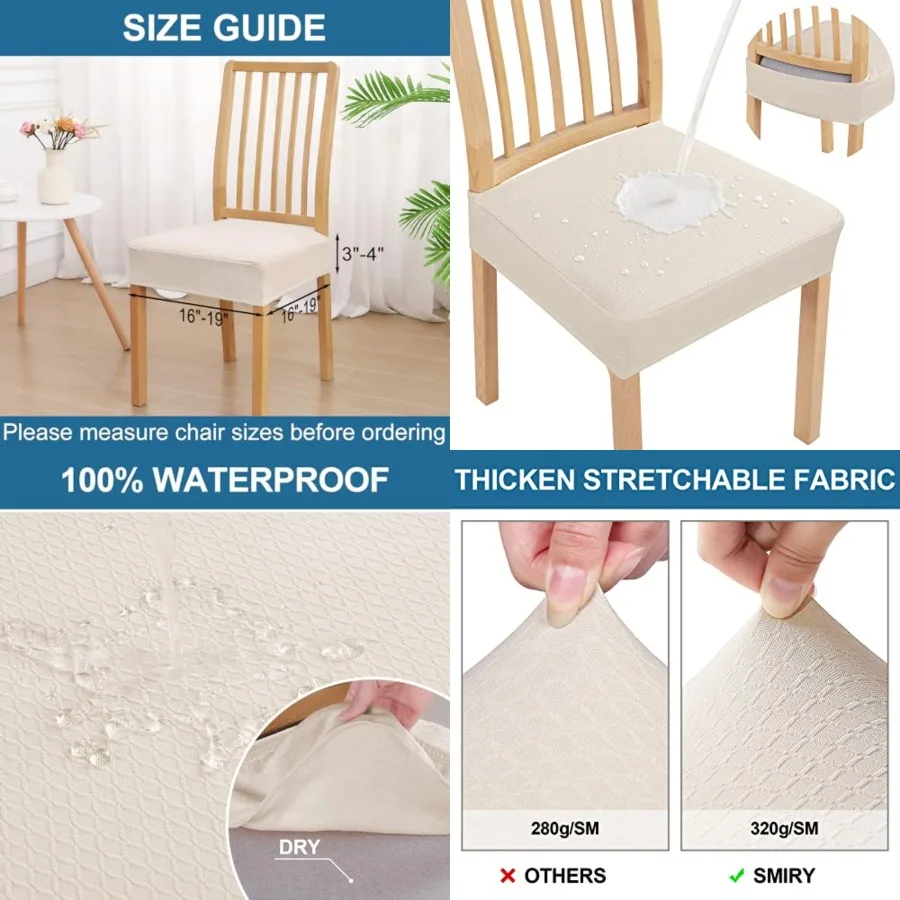 Waterpro Seat Covers for Dining Room Chairs, Stretch Jacquard Removable Washable Chair Seat Slipcovers Protector, No Rear Cover
Waterpro Seat Covers for Dining Room Chairs, Stretch Jacquard Removable Washable Chair Seat Slipcovers Protector, No Rear Cover