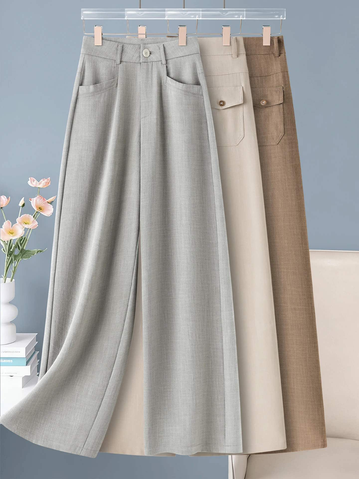 Ice Silk Wide Leg Pants Women Summer Thin High Waist Casual Straight Tube Poplar Pants Dream Wisdom Fashion Ladies plus Size
Ice Silk Wide Leg Pants Women Summer Thin High Waist Casual Straight Tube Poplar Pants Dream Wisdom Fashion Ladies plus Size