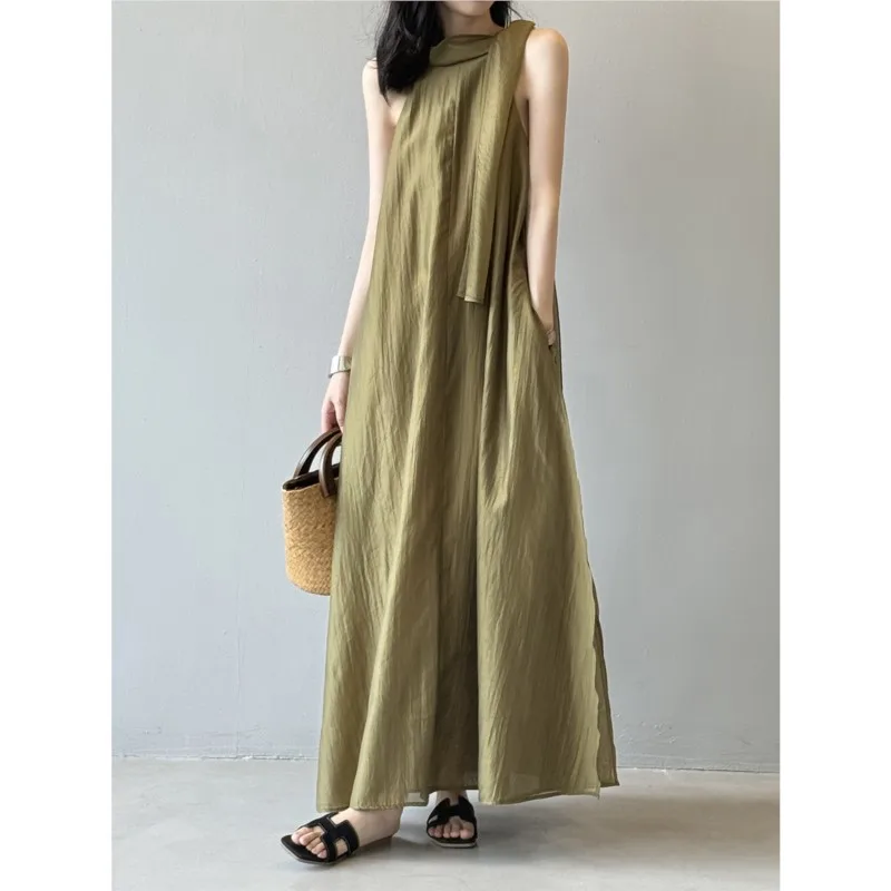 Johnature French Streamer Halterneck Dress Women 2025 New Summer Loose Bandage V-nack Simple Sleeveless Women Dresses
Johnature French Streamer Halterneck Dress Women 2025 New Summer Loose Bandage V-nack Simple Sleeveless Women Dresses