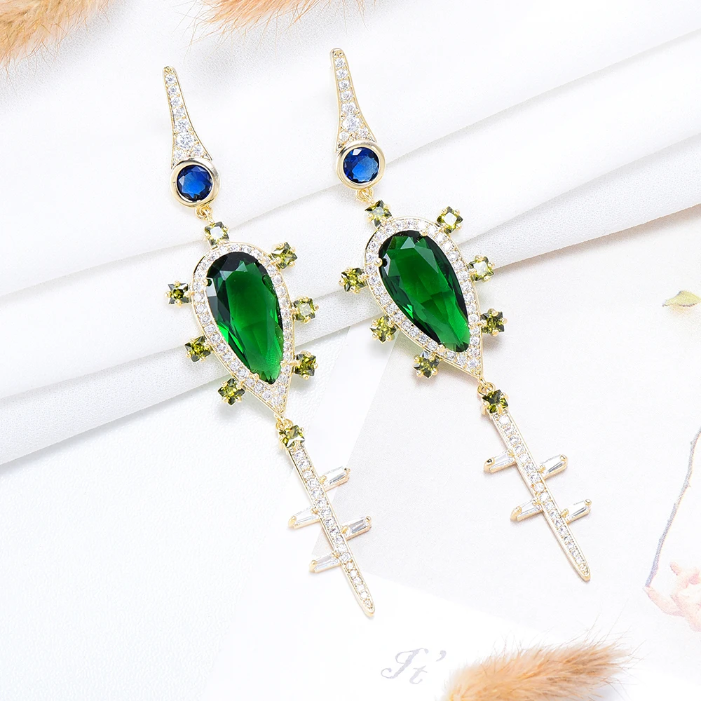 Kellybola Luxury Summer Green Long Pendant Earrings Full Cubic Zirconia for Women Wedding Trendy Earrings Bijoux High Quality
Kellybola Luxury Summer Green Long Pendant Earrings Full Cubic Zirconia for Women Wedding Trendy Earrings Bijoux High Quality
