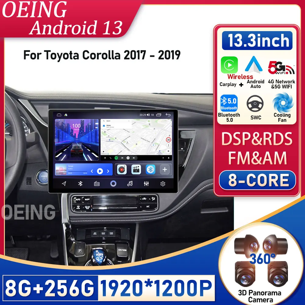 Автомобильный мультимедийный плеер для Toyota Corolla 2017-2019, 13 дюймов, управление рулевым колесом, GPS DSP BT5.0, беспроводной Carplay Auto 4G 5GWiFi
Автомобильный мультимедийный плеер для Toyota Corolla 2017-2019, 13 дюймов, управление рулевым колесом, GPS DSP BT5.0, беспроводной Carplay Auto 4G 5GWiFi