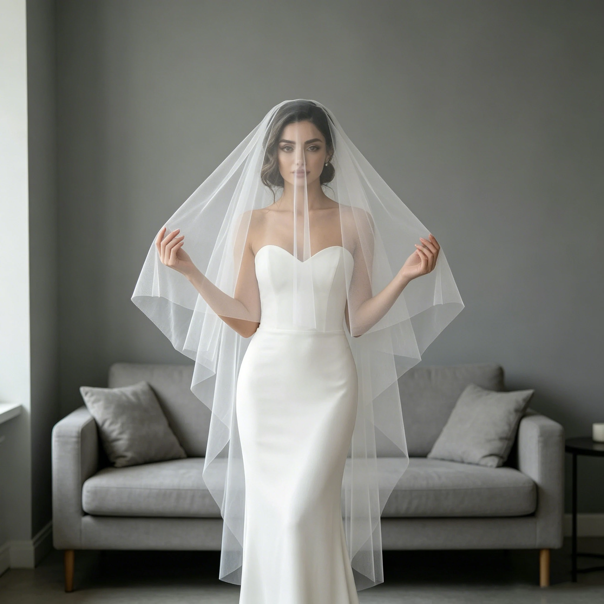 Minimalist Bridal Veil with Blusher 2 Tier Cut Edge Sheer Tulle with Comb for Brides' Wedding Accessories/Church Headpiece G131
Minimalist Bridal Veil with Blusher 2 Tier Cut Edge Sheer Tulle with Comb for Brides' Wedding Accessories/Church Headpiece G131