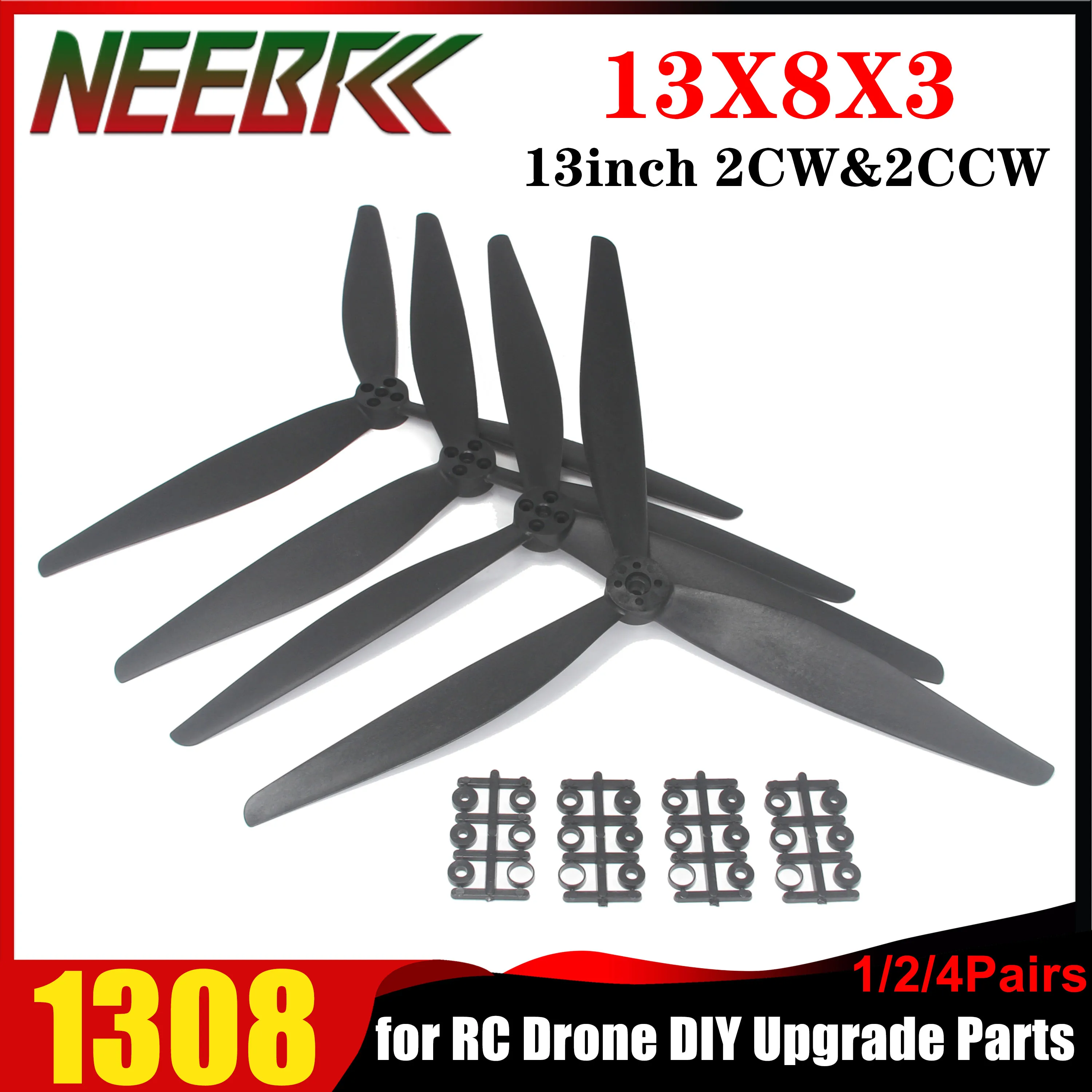 1/2/4Pairs 1308 13X8X3 13inch 3 Blade Glass Fiber Nylon Propeller 2CW&2CCW Low Noise for RC Drone Multicopter DIY Upgrade Parts
1/2/4Pairs 1308 13X8X3 13inch 3 Blade Glass Fiber Nylon Propeller 2CW&2CCW Low Noise for RC Drone Multicopter DIY Upgrade Parts