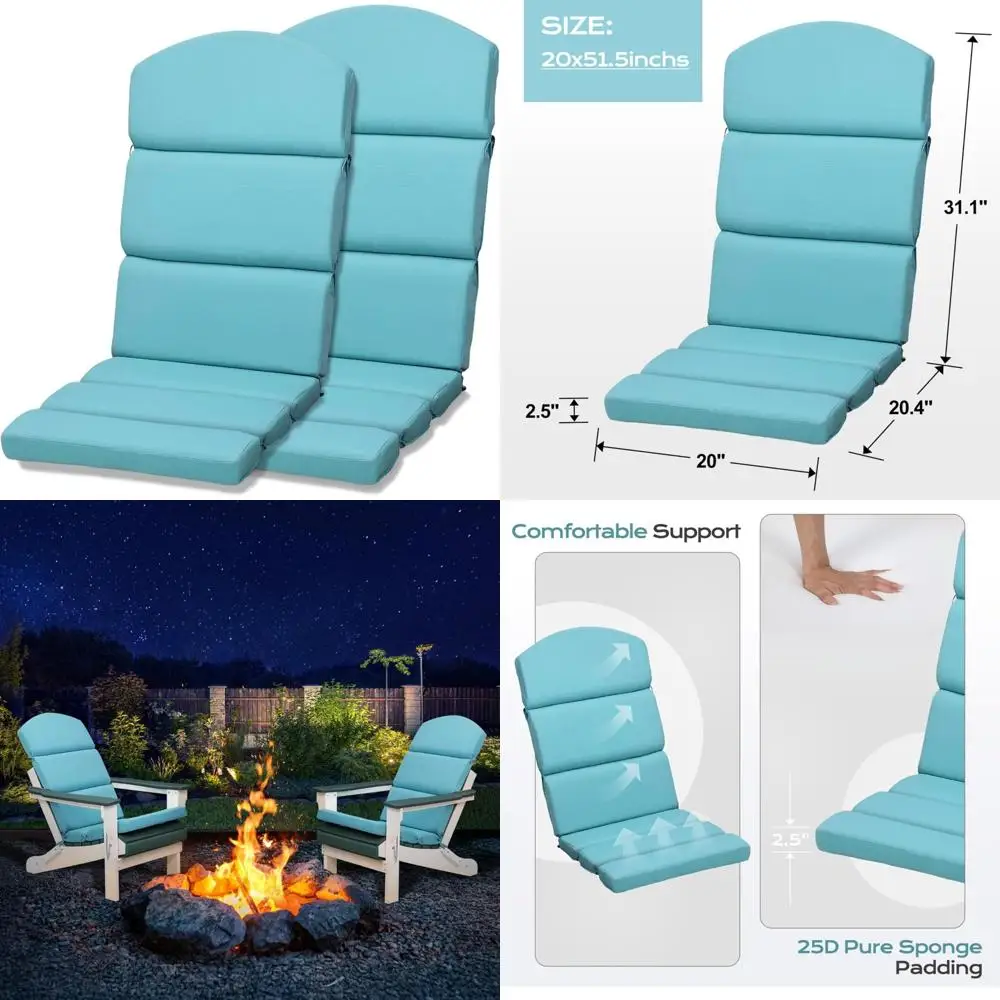 bps patio chair cushions for adirondack chairs, high-back design, 52"x20"x2.5" olefin fabric slipcovers with ties, for outdoor f
bps patio chair cushions for adirondack chairs, high-back design, 52"x20"x2.5" olefin fabric slipcovers with ties, for outdoor f