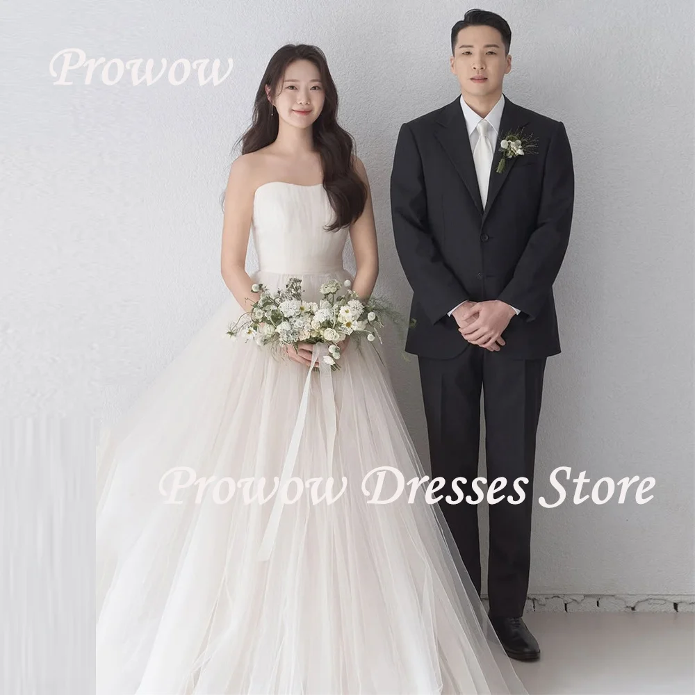 Prowow Elegant Strapless A Line Wedding Dress Korea Photo Shoot Pleats Soft Tulle Bridal Gown Corset Floor Length Customized
Prowow Elegant Strapless A Line Wedding Dress Korea Photo Shoot Pleats Soft Tulle Bridal Gown Corset Floor Length Customized