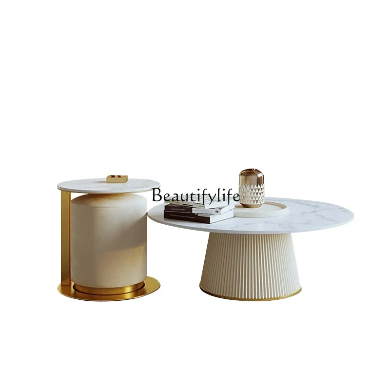 35-Light luxury rock slab size round coffee table simple creative living room household small apartment
35-Light luxury rock slab size round coffee table simple creative living room household small apartment