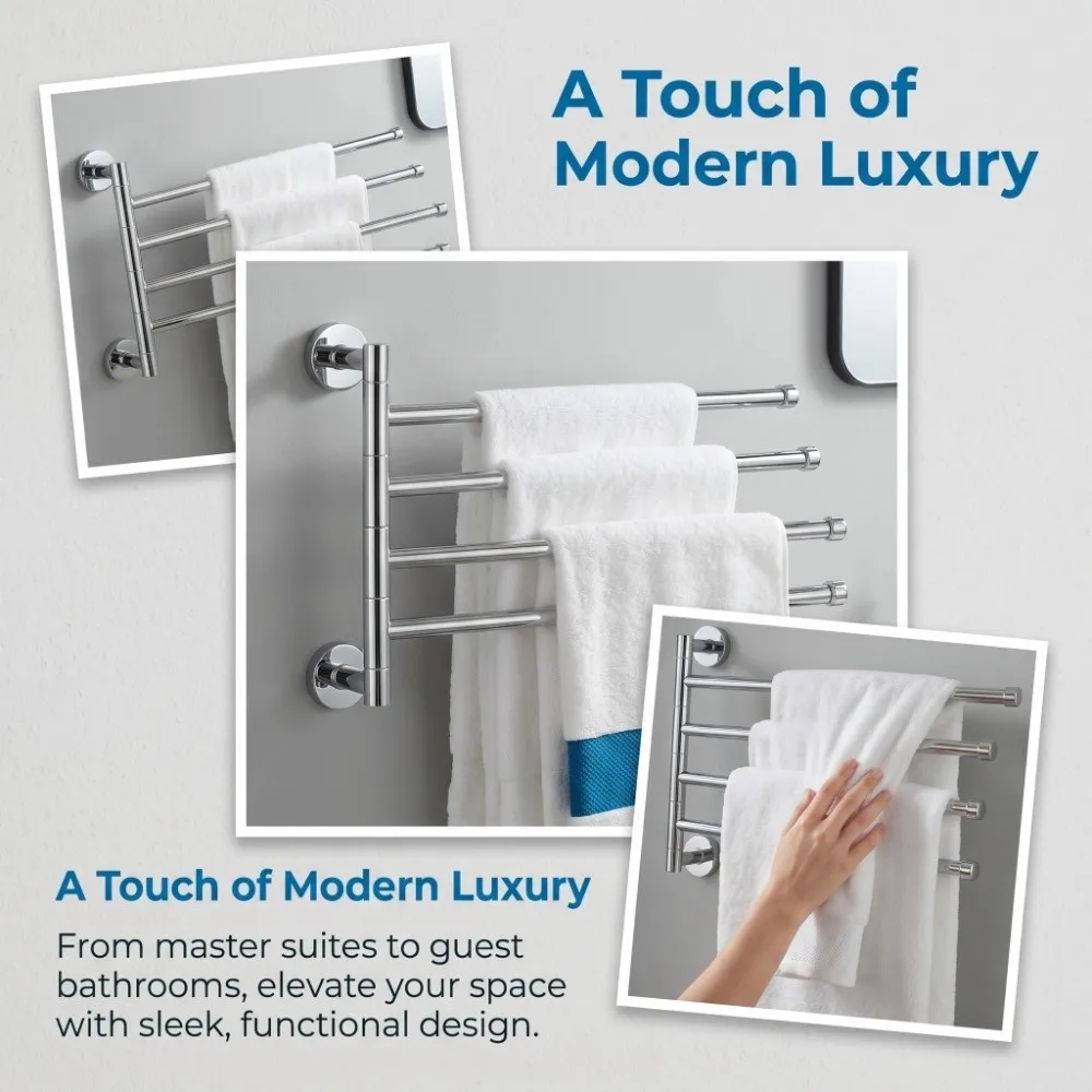 Stainless Steel Rotating Towel Bar Silver Chrome Finish Swivel Towel Rack Space Saving Wall Mounted Swing Out Towel Holder
Stainless Steel Rotating Towel Bar Silver Chrome Finish Swivel Towel Rack Space Saving Wall Mounted Swing Out Towel Holder