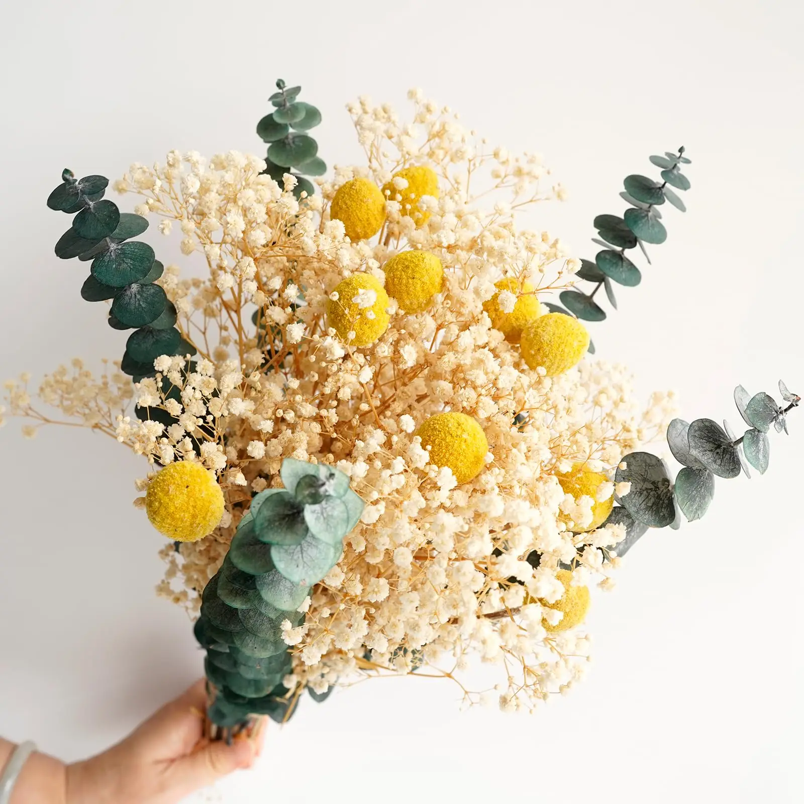 Dry Flower Bouquet Eternal Babysbreath Flower EucalyptusStems Billy Ball Flower Dried Bouquet for Home Party Wedding Decoration
Dry Flower Bouquet Eternal Babysbreath Flower EucalyptusStems Billy Ball Flower Dried Bouquet for Home Party Wedding Decoration