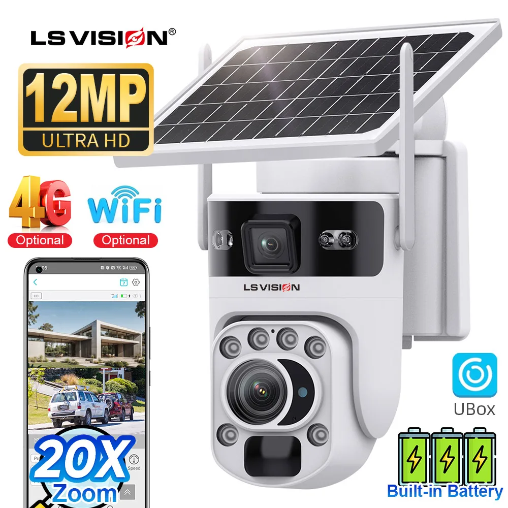 LS VISION 20X Optical Zoom Dual Screens 4G Solar Camera 12MP WiFi PTZ PIR Detection Auto Tracking Surveillance Cameras Ubox App
LS VISION 20X Optical Zoom Dual Screens 4G Solar Camera 12MP WiFi PTZ PIR Detection Auto Tracking Surveillance Cameras Ubox App