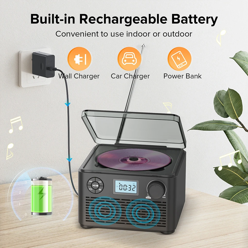 CD Player With Speakers Easy-To Controls For Ultimate Sound Portable Cd Player With Bluetooth
