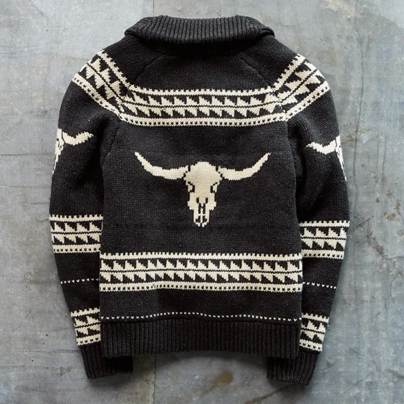 Autumn New And Winter Long Sleeved Cowhead Jacquard Sweater Zipper Cardigan Coat Men's Sy0060
Autumn New And Winter Long Sleeved Cowhead Jacquard Sweater Zipper Cardigan Coat Men's Sy0060
