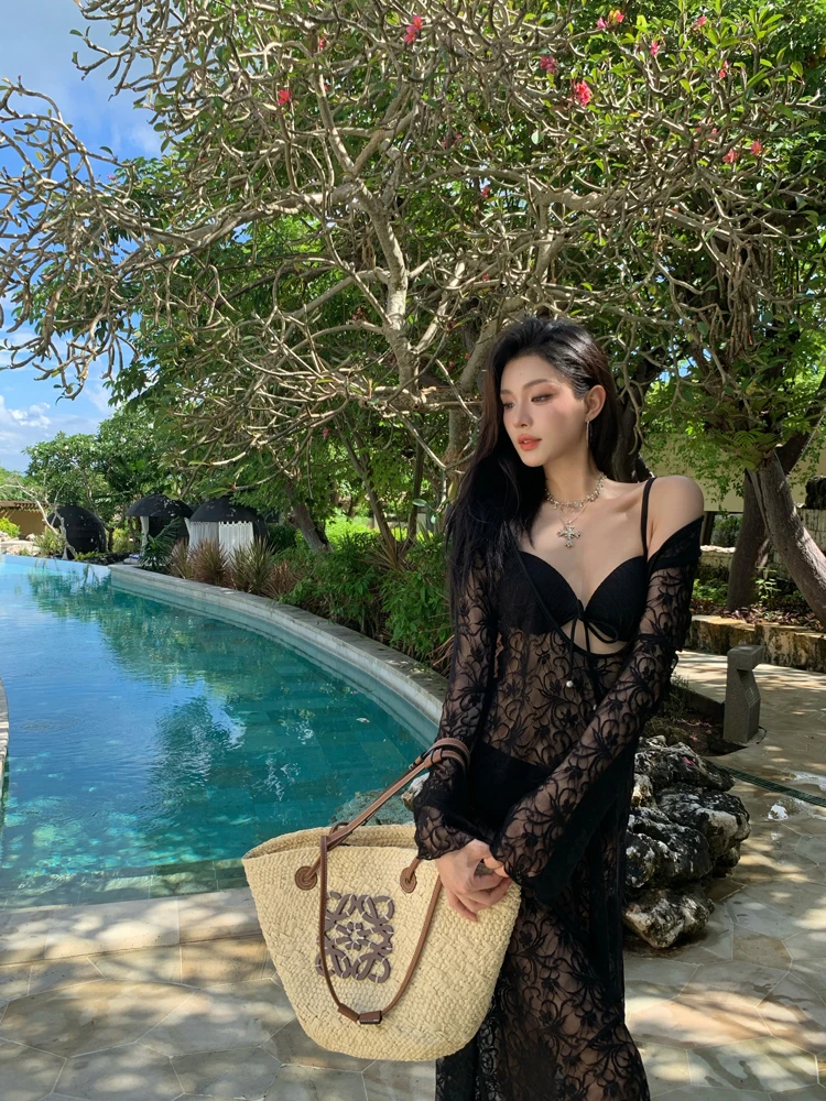 Night Dew Goddess Lace Bikini One-Piece Swimsuit Women's Summer Vacation Style Sexy Slimming Beachwear Outerwear
Night Dew Goddess Lace Bikini One-Piece Swimsuit Women's Summer Vacation Style Sexy Slimming Beachwear Outerwear