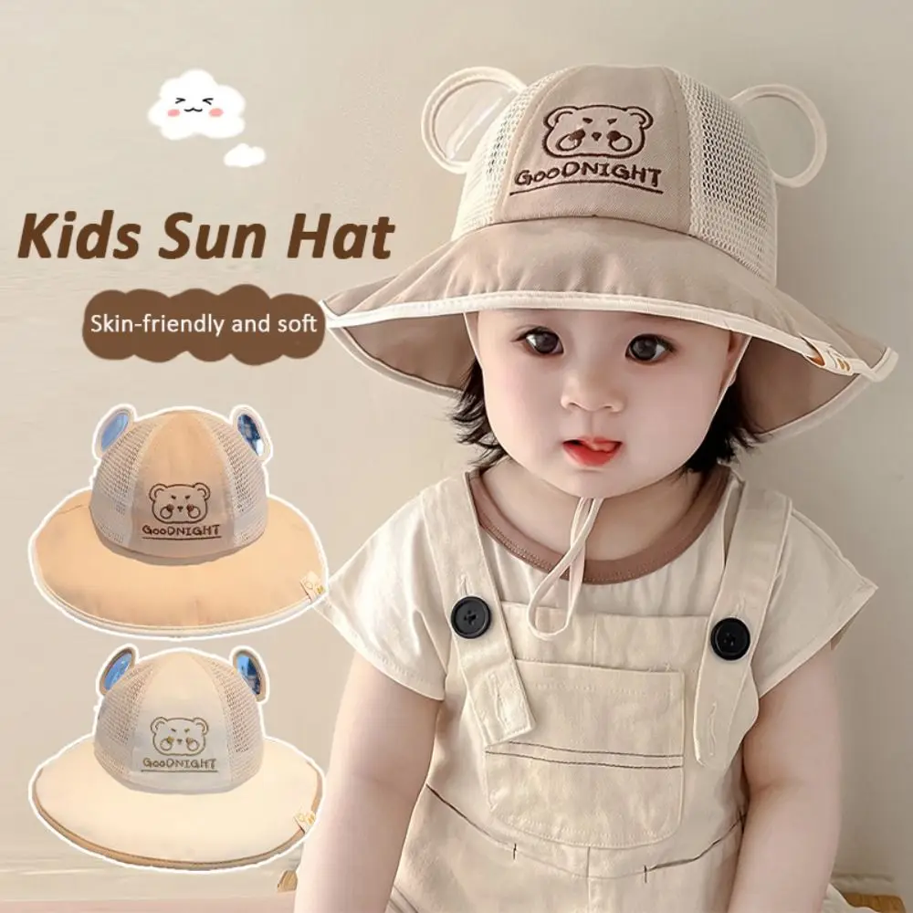 Cute Cartoon Bear Baby Bucket Hat Breathable Mesh Kids Sun Hat Large Brim Anti-UV Children Sunscreen Caps
Cute Cartoon Bear Baby Bucket Hat Breathable Mesh Kids Sun Hat Large Brim Anti-UV Children Sunscreen Caps