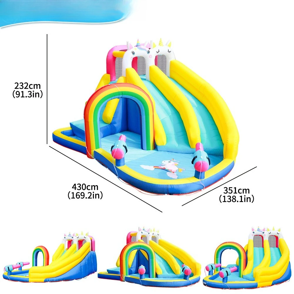 Indoor family children's inflatable castle Small water jet double slide combination Anti-skid inflatable castle
Indoor family children's inflatable castle Small water jet double slide combination Anti-skid inflatable castle