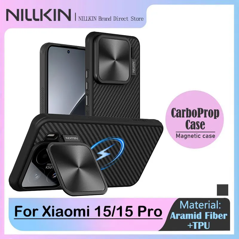 NILLKIN Magnetic Case for Xiaomi 15 Pro, Magesafe, Aramid Fiber Overmolding, TPU, Metal Frame, Camera lens Cover with Stand
NILLKIN Magnetic Case for Xiaomi 15 Pro, Magesafe, Aramid Fiber Overmolding, TPU, Metal Frame, Camera lens Cover with Stand