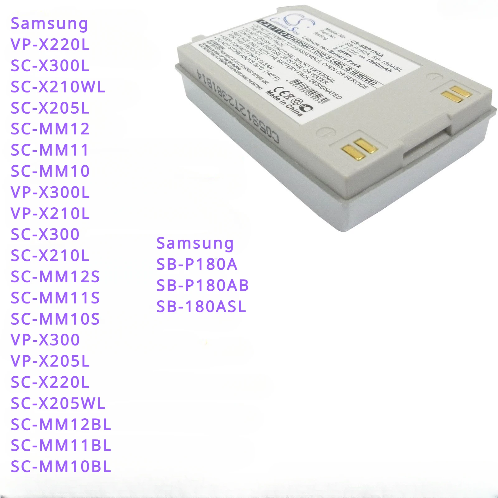 Аккумулятор Cameron Sino для Samsung SB-P180A, X300,X300L,X210WL,X205L,MM12,MM11,MM10,X210L,MM12S,MM11S,MM10S,X205WL
Аккумулятор Cameron Sino для Samsung SB-P180A, X300,X300L,X210WL,X205L,MM12,MM11,MM10,X210L,MM12S,MM11S,MM10S,X205WL