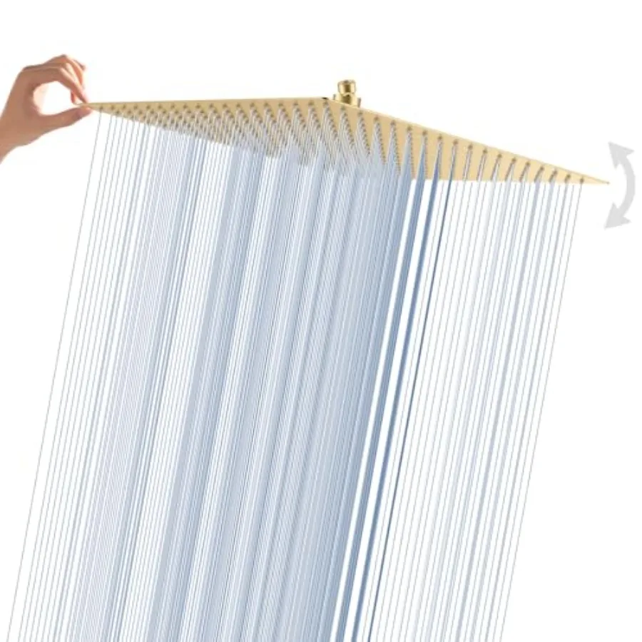 Rain shower head for bathroom, 304 stainless steel, gold, ultra-thin 16-inch square design with 324 silicone nozzles for full-b
Rain shower head for bathroom, 304 stainless steel, gold, ultra-thin 16-inch square design with 324 silicone nozzles for full-b