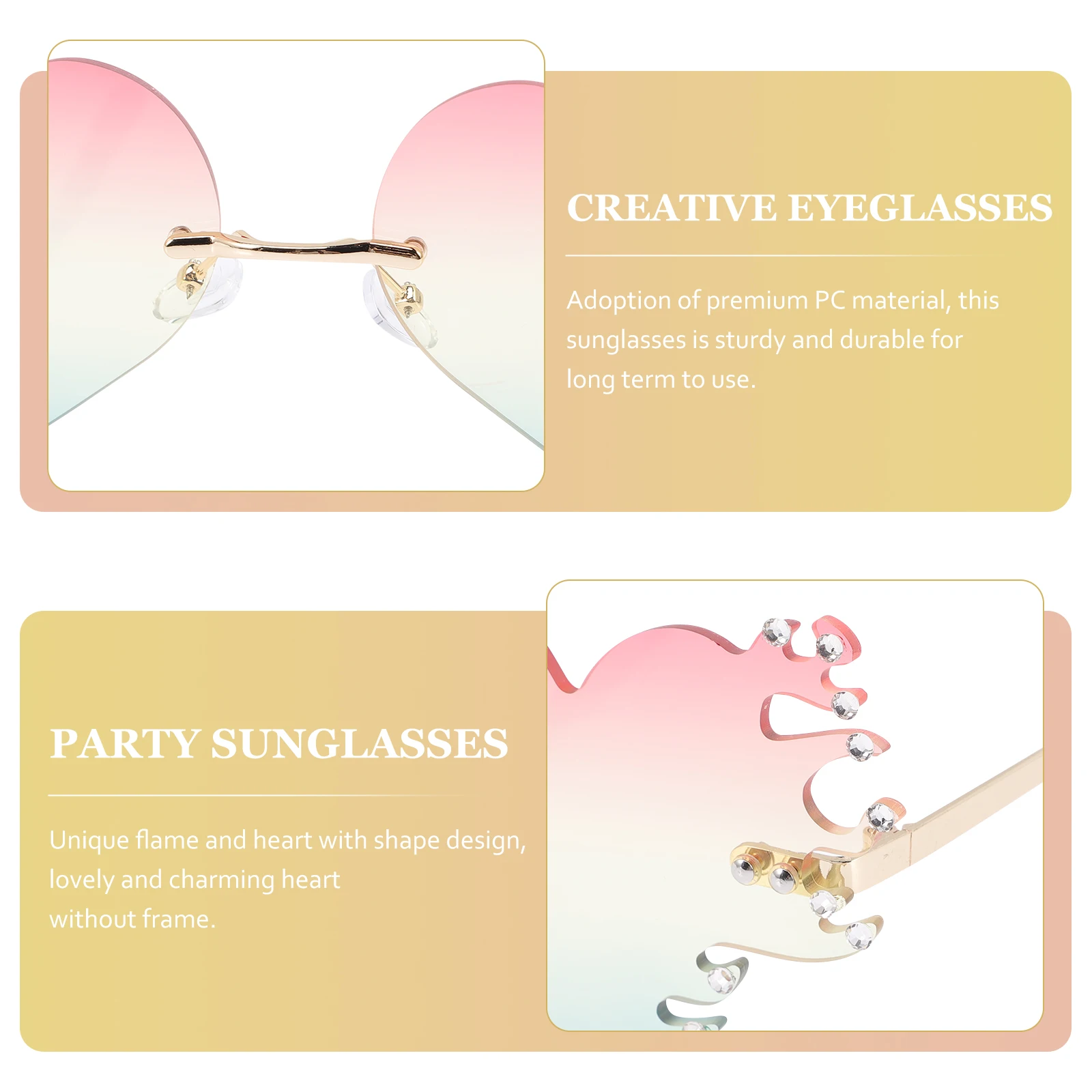 1pcs Flame Shaped Eyeglasses Novelty Sunglasses Party Props Unique Flame Pattern Cool Rimless PC Material Festive Accessories
1pcs Flame Shaped Eyeglasses Novelty Sunglasses Party Props Unique Flame Pattern Cool Rimless PC Material Festive Accessories