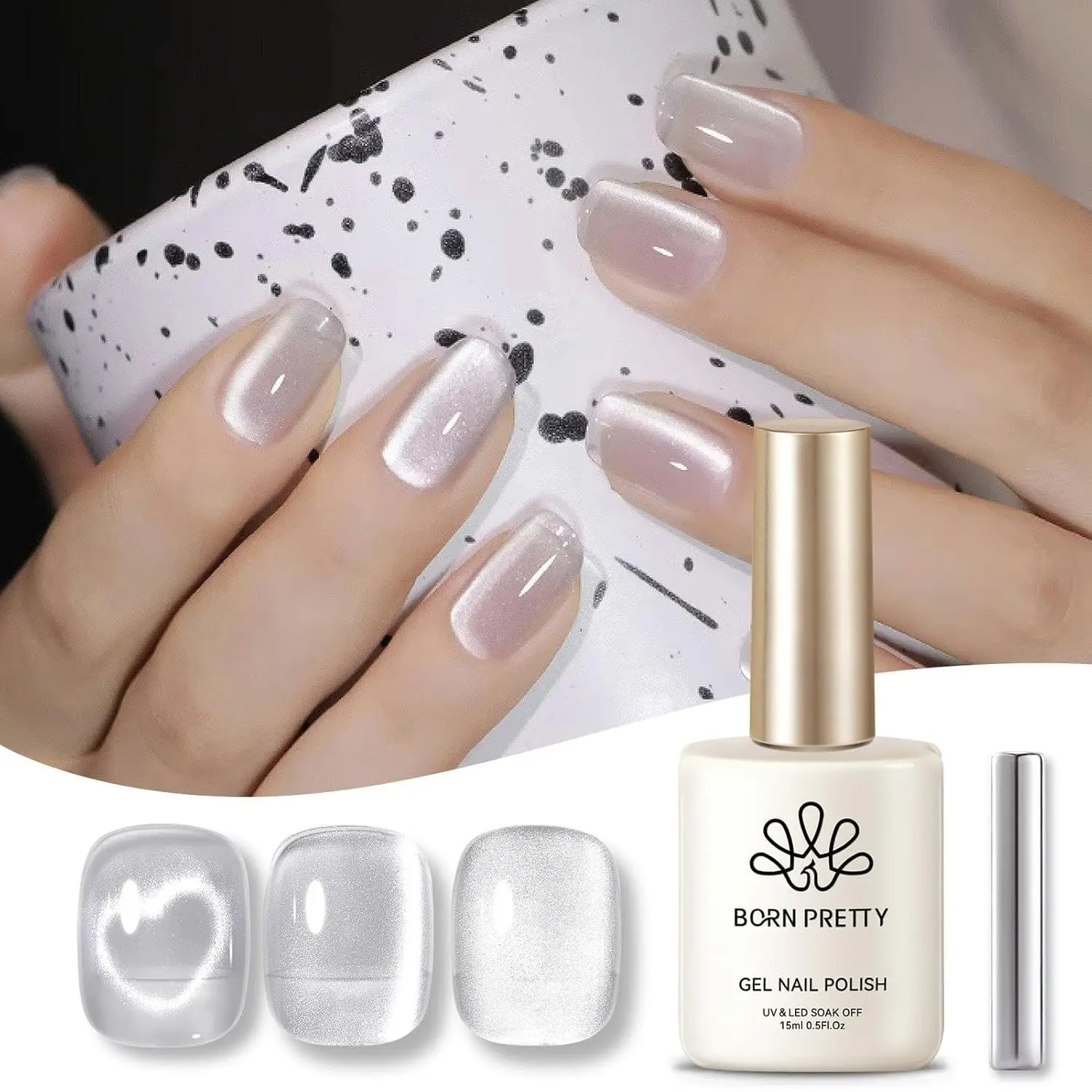 Moonlight White Cat Eye Magnetic Gel Nail Polish 10ml Holographic Rainbow Effect
Moonlight White Cat Eye Magnetic Gel Nail Polish 10ml Holographic Rainbow Effect