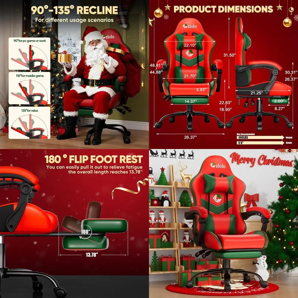 Ergonomic High-Back Gaming Chair with Lumbar Massage, Footrest, and Recline, Ideal for Gamers, Red
Ergonomic High-Back Gaming Chair with Lumbar Massage, Footrest, and Recline, Ideal for Gamers, Red