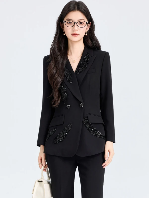 Elegant Professional Women's Suit Jacket Spring Autumn Fashionable Commute Workwear Slim Fit Waist-Cinching Two-Piece Set
Elegant Professional Women's Suit Jacket Spring Autumn Fashionable Commute Workwear Slim Fit Waist-Cinching Two-Piece Set
