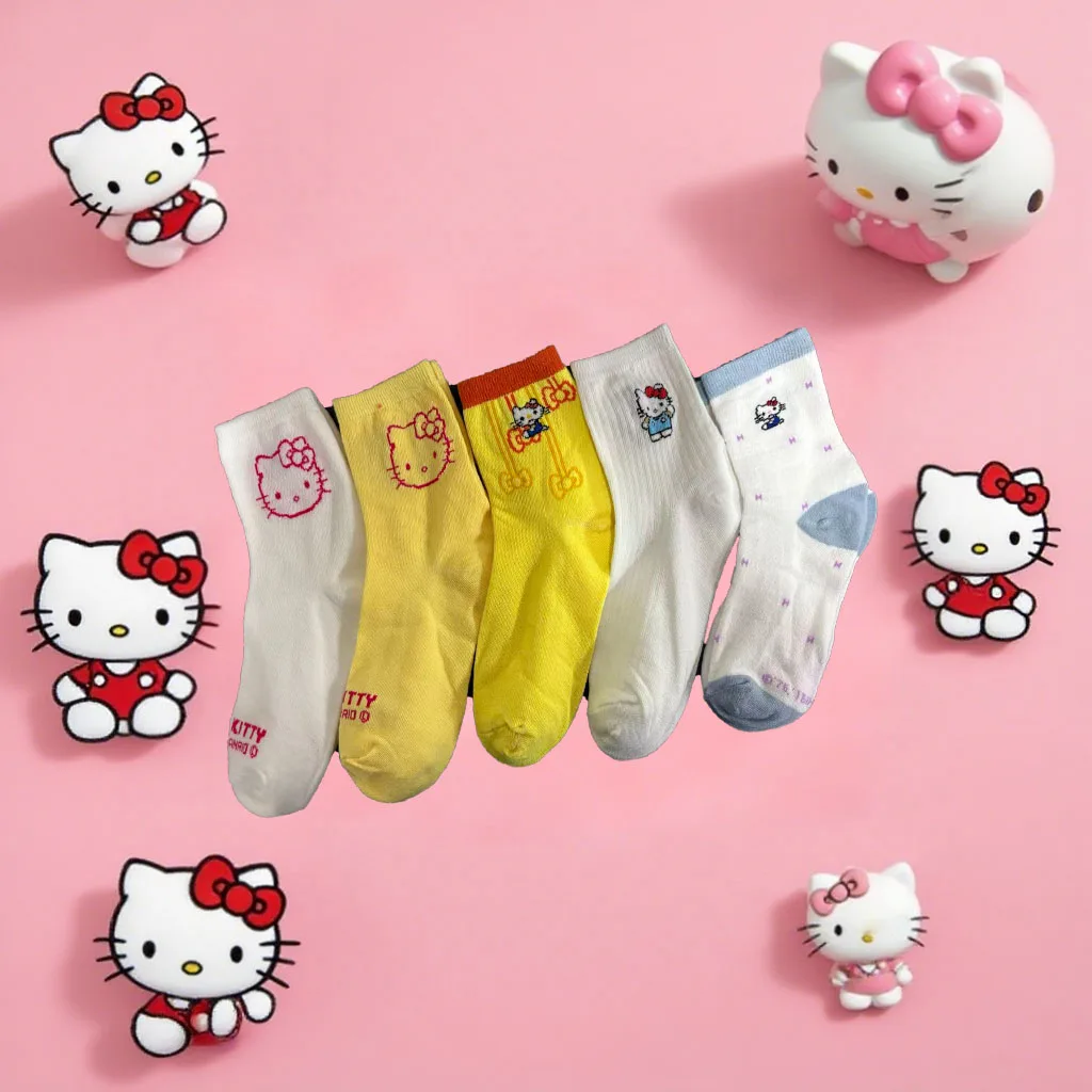 1/5 пар милых женских носков до середины икры с рисунком аниме Sanrio Hello Kitty
1/5 пар милых женских носков до середины икры с рисунком аниме Sanrio Hello Kitty