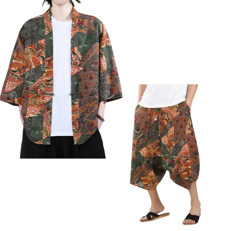 Ethnic Style Print Yukata Set Men Fashion Cotton Linen Cardigan Blouse Shorts Asian Clothes Harajuku Japanese Cosplay Kimono
Ethnic Style Print Yukata Set Men Fashion Cotton Linen Cardigan Blouse Shorts Asian Clothes Harajuku Japanese Cosplay Kimono