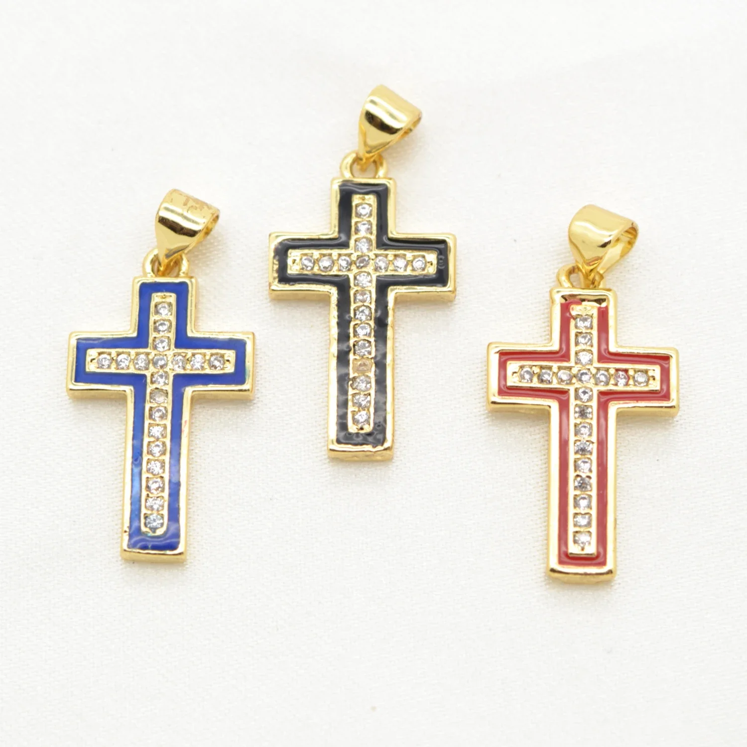 17 Pcs Pave Inlay Zircon Cross Pendant Handmade Diy Necklace Jewelry Accessories Copper Enamel Christian Charm Fashion for Women
17 Pcs Pave Inlay Zircon Cross Pendant Handmade Diy Necklace Jewelry Accessories Copper Enamel Christian Charm Fashion for Women