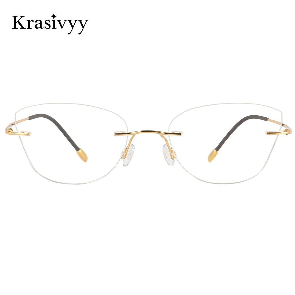 Krasivyy Cat Eye Rimless Glasses Frame Women Pure Titanium Ultralight European Design Optical Eyeglasses Brand Quality Eyewear
Krasivyy Cat Eye Rimless Glasses Frame Women Pure Titanium Ultralight European Design Optical Eyeglasses Brand Quality Eyewear