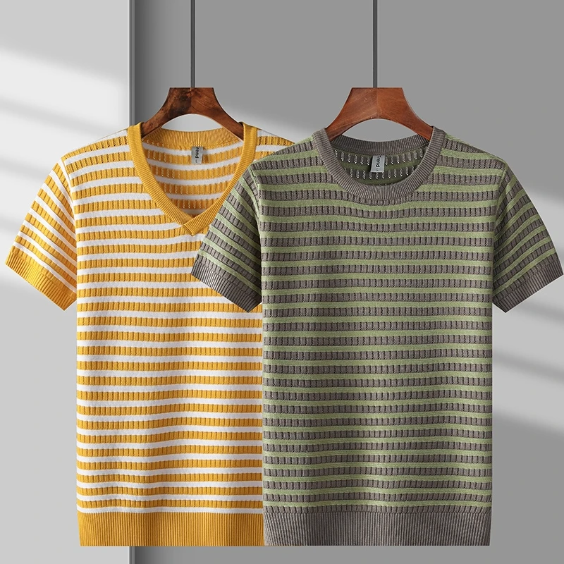 2024 Men's Summer Fashion Short Sleeve Sweater Tops Tees Male V-neck Knitted T Shirts Men Loose Casual Pullover T-shirt D334
2024 Men's Summer Fashion Short Sleeve Sweater Tops Tees Male V-neck Knitted T Shirts Men Loose Casual Pullover T-shirt D334