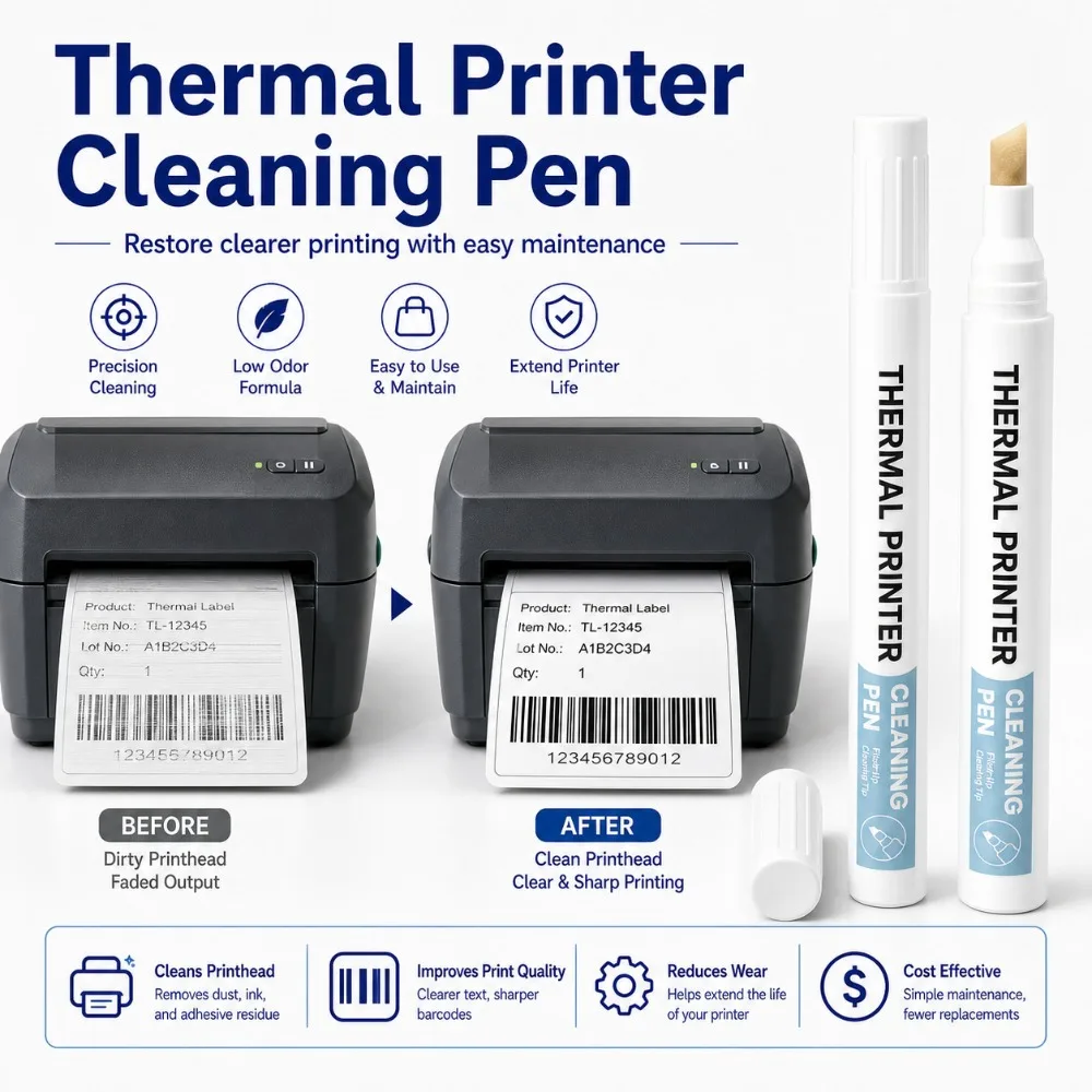 Printer Head Cleaning Pen for Thermal Label Barcode Printer Maintenance Tool for Electronic Shipping Label Printhead Care
Printer Head Cleaning Pen for Thermal Label Barcode Printer Maintenance Tool for Electronic Shipping Label Printhead Care