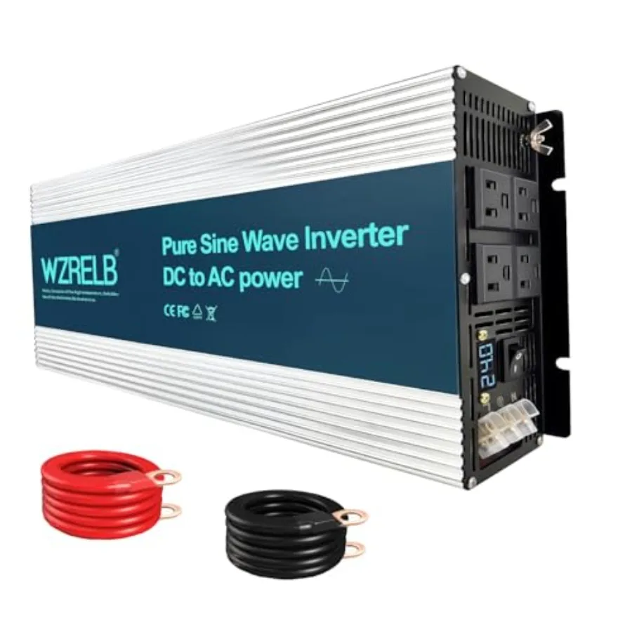 RV, truck, solar, outdoor use: 5000W pure sine wave inverter, 36V DC to 110V/120V AC converter, black aluminum housing, 4 AC ou
RV, truck, solar, outdoor use: 5000W pure sine wave inverter, 36V DC to 110V/120V AC converter, black aluminum housing, 4 AC ou