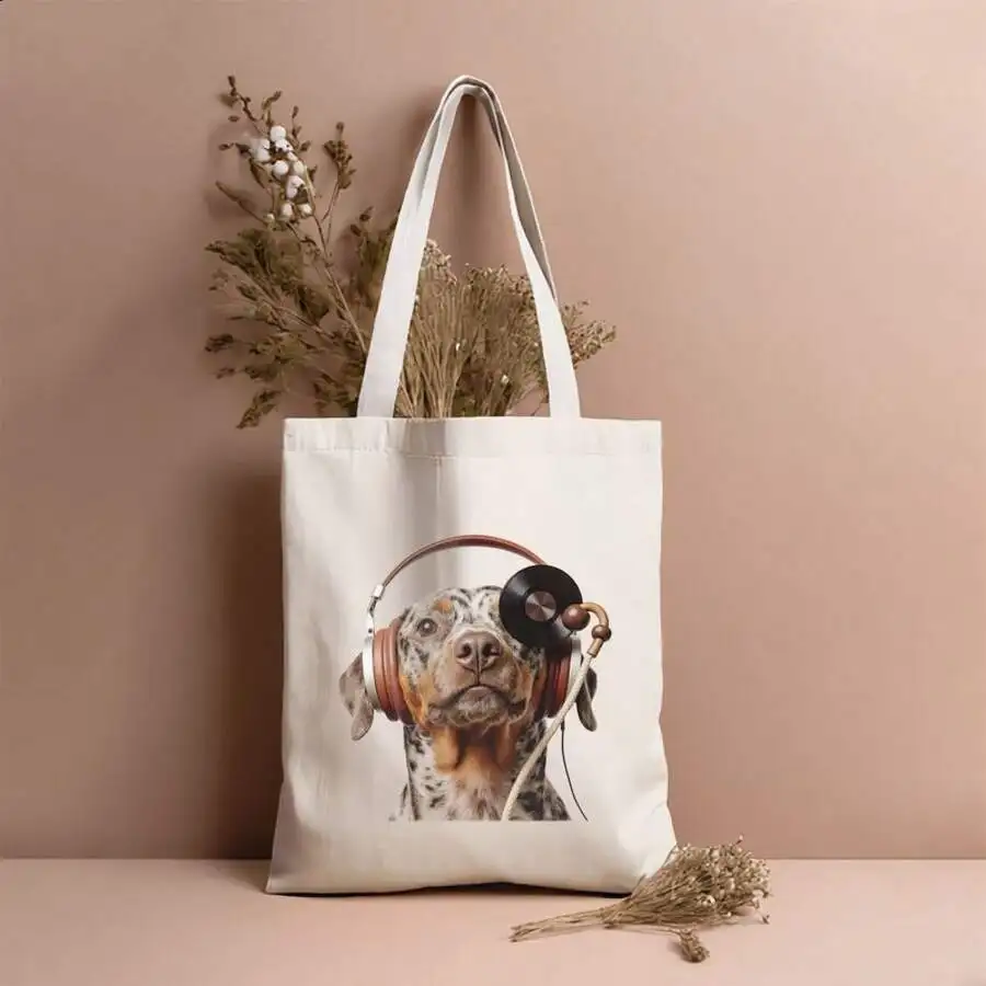 Merle Dog With Headphones Vinyl Record Print Tote Bag Large Capacity Canvas Shoulder Bag For Women
Merle Dog With Headphones Vinyl Record Print Tote Bag Large Capacity Canvas Shoulder Bag For Women