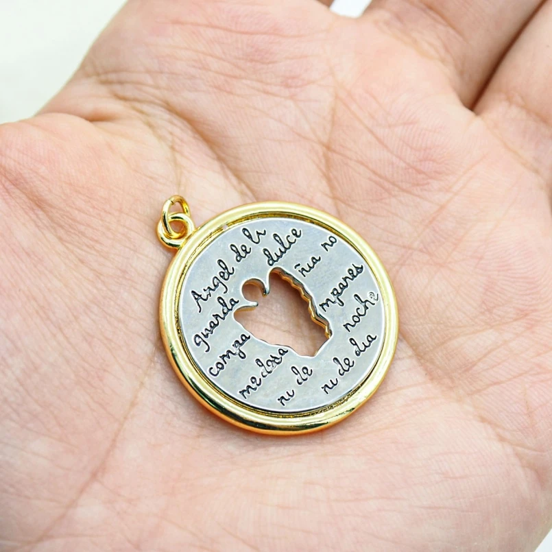 2Pcs Copper Pendant Gold Color Two-Tone Electroplated Dual-Tone Figure Coin Angle Round Shape Approx 27.1x33.8mm Jewelry
2Pcs Copper Pendant Gold Color Two-Tone Electroplated Dual-Tone Figure Coin Angle Round Shape Approx 27.1x33.8mm Jewelry