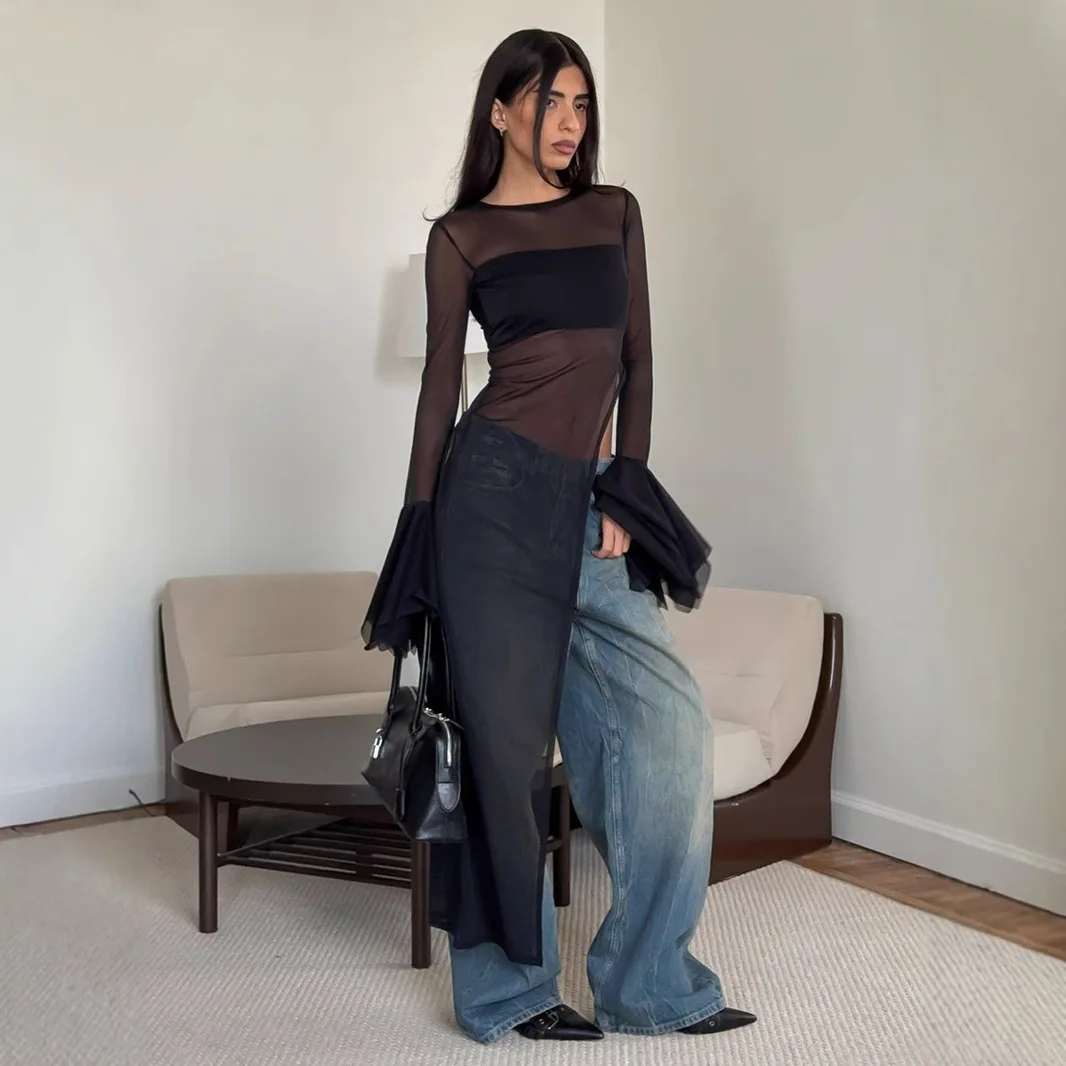 Black Dress Irregular Long Sleeved Dresses 2025 Summer New Style Flared Sleeve Dress
Black Dress Irregular Long Sleeved Dresses 2025 Summer New Style Flared Sleeve Dress