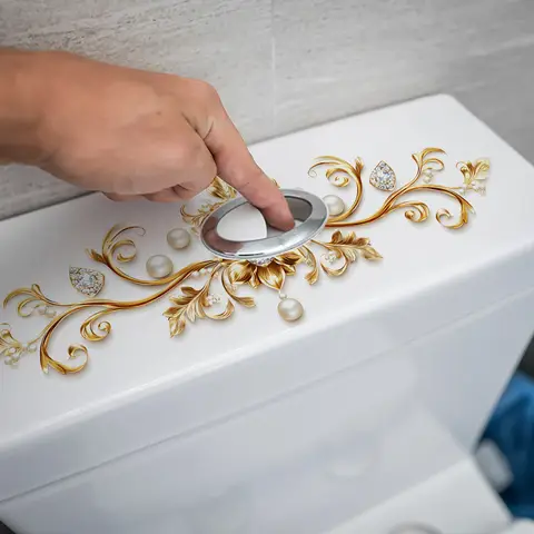 Lüks Tarz Banyo Klozet Kapağı Duvar Çıkartması Kendinden Yapışkanlı DIY Çıkarılabilir PVC Klozet Çıkartması, Banyo Tuvaleti İçin Uygun