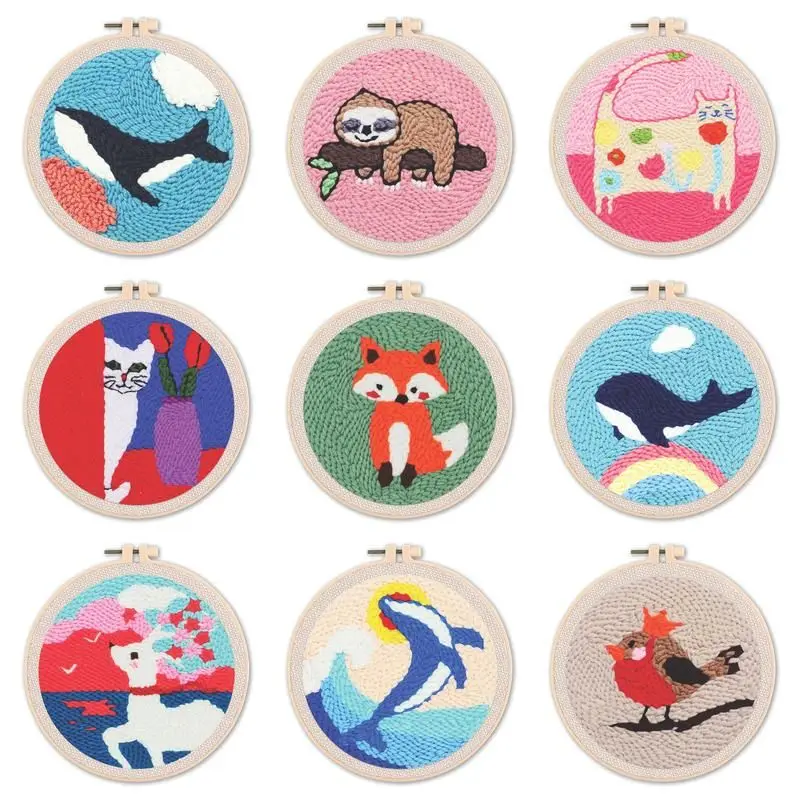 Punch Needle Embroidery Starter Kit Dog Cat Dolphin Pattern DIY Handcraft Kit for Beginners Includes Embroidery Hoops for Kids
Punch Needle Embroidery Starter Kit Dog Cat Dolphin Pattern DIY Handcraft Kit for Beginners Includes Embroidery Hoops for Kids