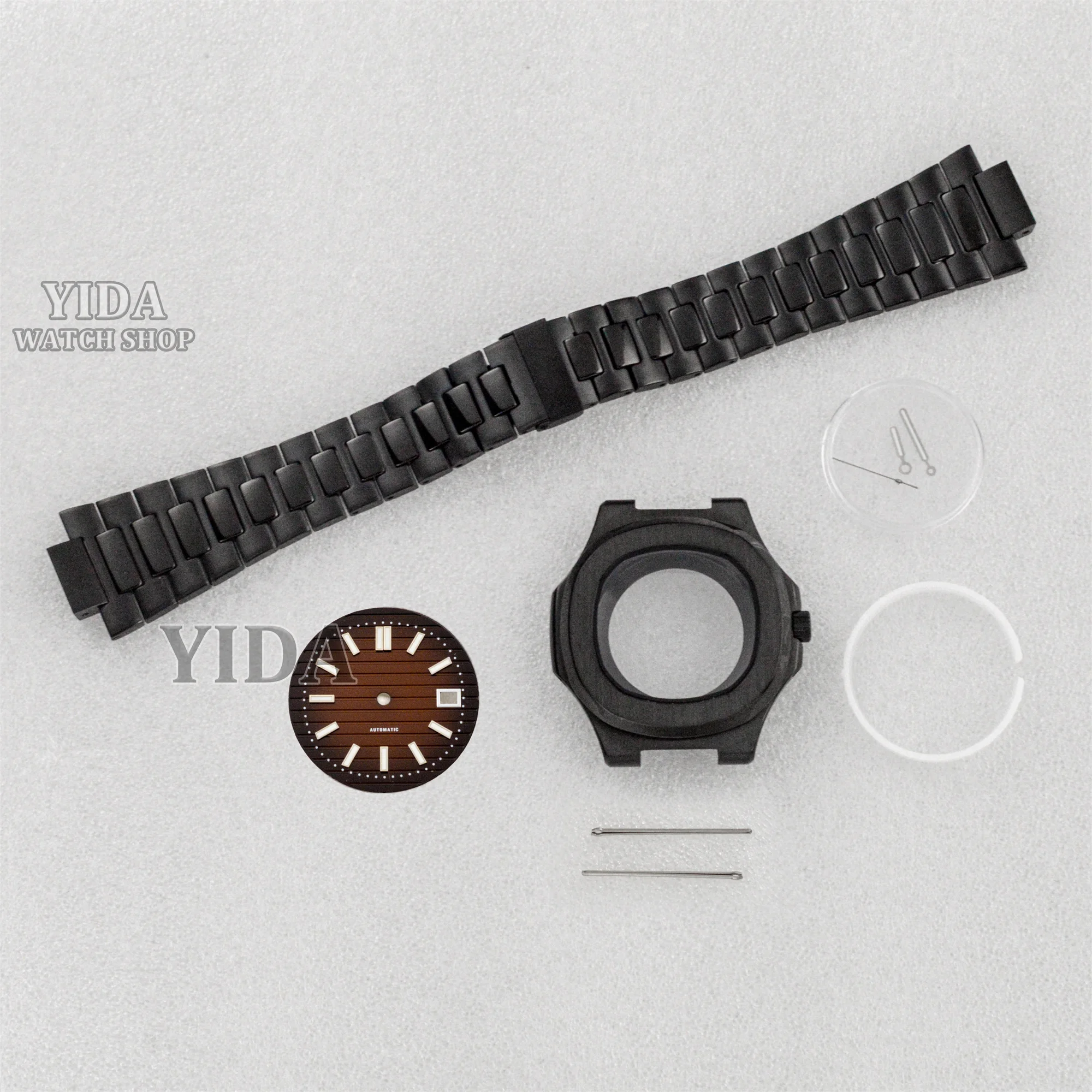 41mm NH35 Case PVD Black Gold Stainless Steel Watch Case Strap Dial hands 100M Waterproof Case For Nautilus NH35 Movement Parts
41mm NH35 Case PVD Black Gold Stainless Steel Watch Case Strap Dial hands 100M Waterproof Case For Nautilus NH35 Movement Parts