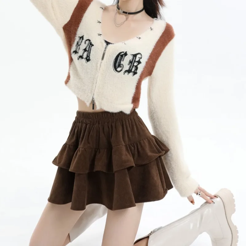 Corduroy Mini Skirts Women Ruffles All-match Girls Tender Korean Style Comfortable Faldas Streetwear Aesthetic Temper Vintage 
Corduroy Mini Skirts Women Ruffles All-match Girls Tender Korean Style Comfortable Faldas Streetwear Aesthetic Temper Vintage