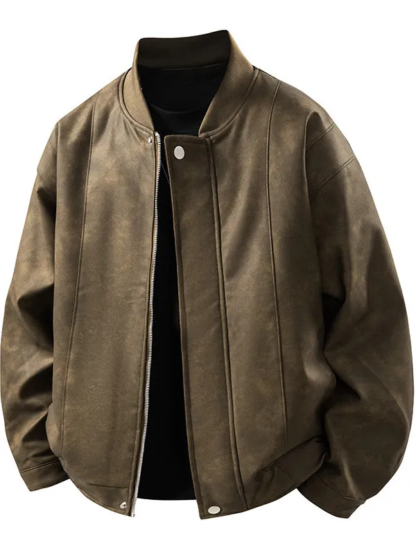 Men's Leather Jaet Long Sve Zipper Baseball Collar Anti-Wind Casual Sle Polyester Fiber Coat for Daily Commuting
Men's Leather Jaet Long Sve Zipper Baseball Collar Anti-Wind Casual Sle Polyester Fiber Coat for Daily Commuting