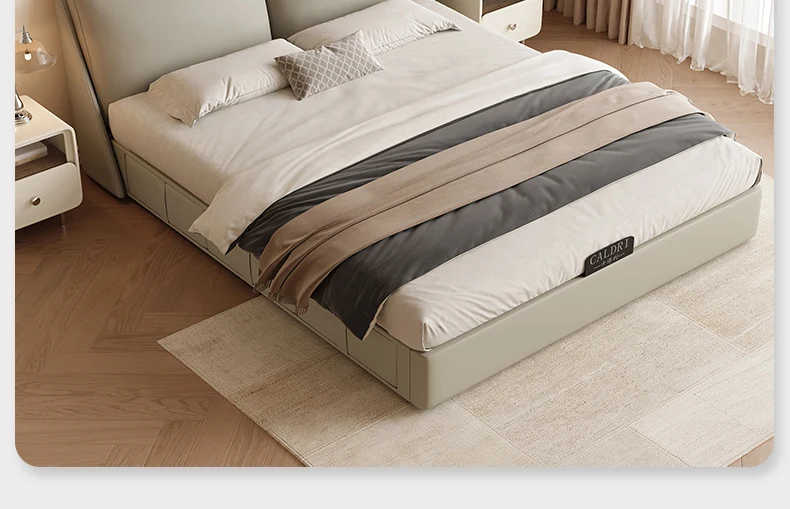 Customized minimalist leather bed double flush storage modern, master bedroom leather bed
Customized minimalist leather bed double flush storage modern, master bedroom leather bed