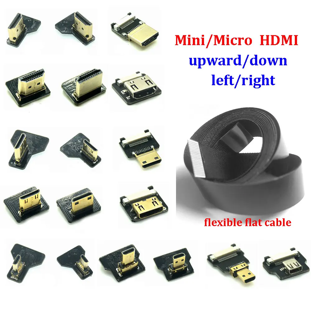 1PC Ribbon Flat FPV HDMI-Compatible Connector Flexible Cable Raspberry Pi 4 Micro HDMI To HD/Mini -Compatible Female head
1PC Ribbon Flat FPV HDMI-Compatible Connector Flexible Cable Raspberry Pi 4 Micro HDMI To HD/Mini -Compatible Female head
