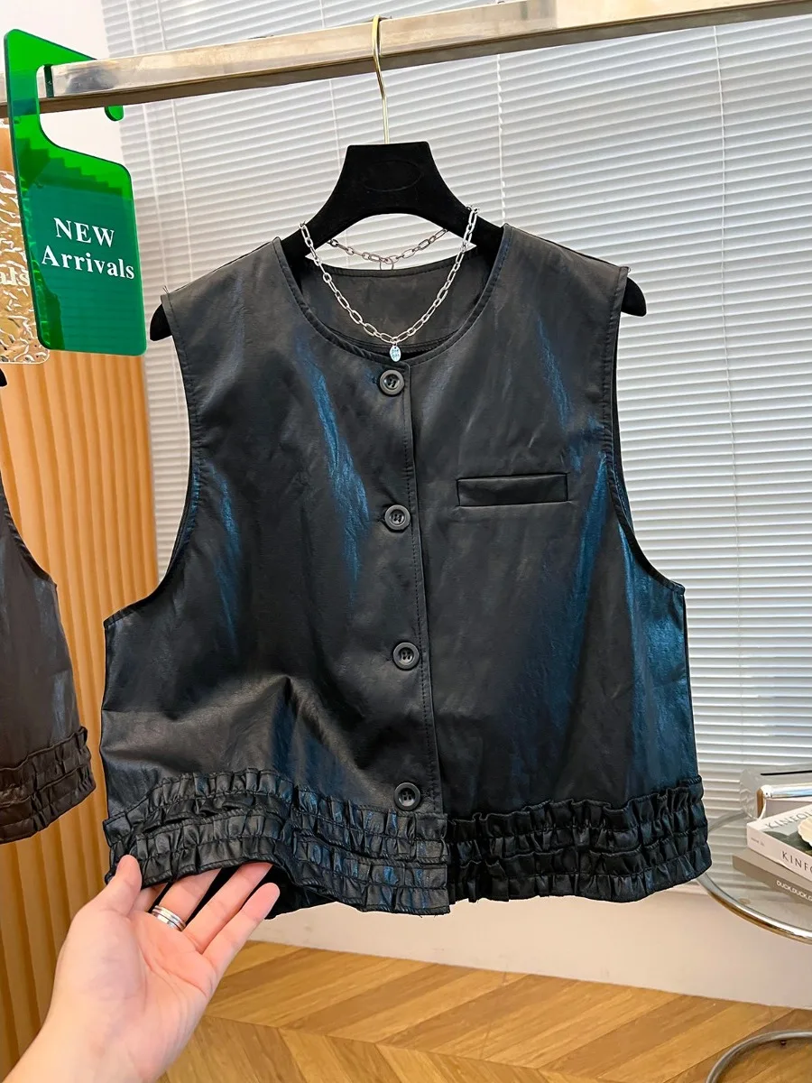 Eco-Friendly Soft Leather Vest Women's Retro Faion round Ne Svel Jaet Design Sensation Floral New Autumn 2025
Eco-Friendly Soft Leather Vest Women's Retro Faion round Ne Svel Jaet Design Sensation Floral New Autumn 2025