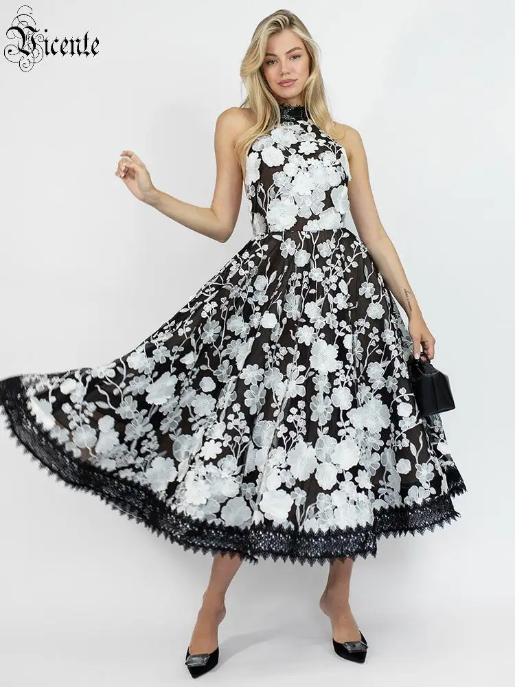 VC Элегантное длинное платье с цветочным кружевом и бретелькой - черно-белое платье без рукавов для свадебных вечеринок и официальных мероприятий, Vestidos с открытой спиной
VC Элегантное длинное платье с цветочным кружевом и бретелькой - черно-белое платье без рукавов для свадебных вечеринок и официальных мероприятий, Vestidos с открытой спиной