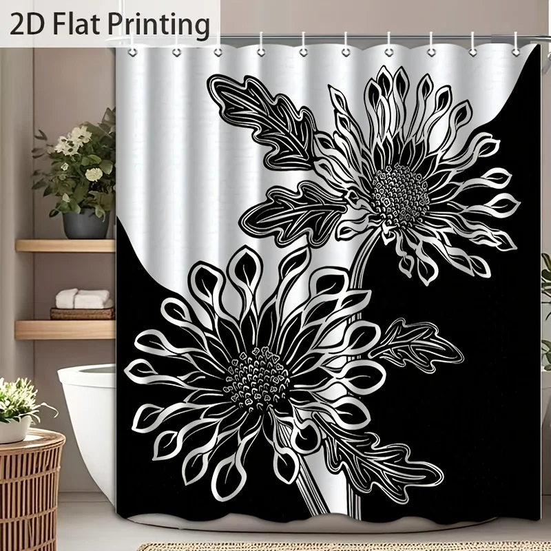 Modern Black and White Floral Shower Curtain Waterproof Bathroom Decor Large Botanical Flower Print 180x180cm Shower Curtain
Modern Black and White Floral Shower Curtain Waterproof Bathroom Decor Large Botanical Flower Print 180x180cm Shower Curtain