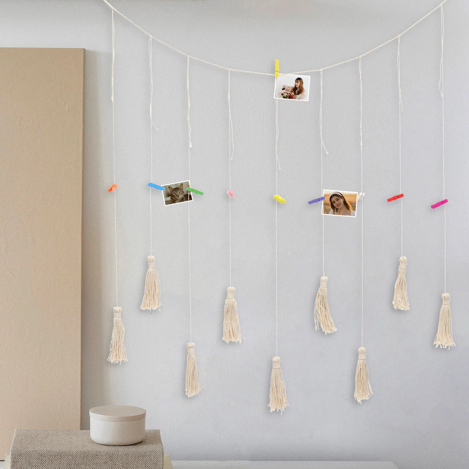 1Set Photo Display Garland Hemp Rope Tassel Clips Home Decor Hanging Photo Display Picture Holder Wall Decoration
1Set Photo Display Garland Hemp Rope Tassel Clips Home Decor Hanging Photo Display Picture Holder Wall Decoration
