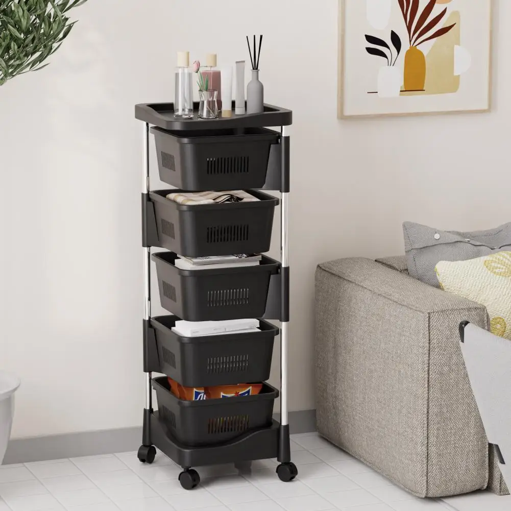 5 Layers, Kitchen Trolley, Rotating Kitchen Storage Shelves, Kitchen Vegetable Storage Organizer, Fruit Basket Floor Stand Shelf
5 Layers, Kitchen Trolley, Rotating Kitchen Storage Shelves, Kitchen Vegetable Storage Organizer, Fruit Basket Floor Stand Shelf