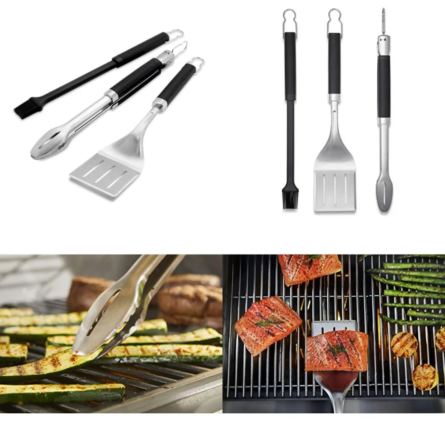 Precision 3Piece Grilling Tool Set Stainless Steel Tongs, Spatula Silicone Basting Brush with NonSlip Handles and HandsFree Loc
Precision 3Piece Grilling Tool Set Stainless Steel Tongs, Spatula Silicone Basting Brush with NonSlip Handles and HandsFree Loc