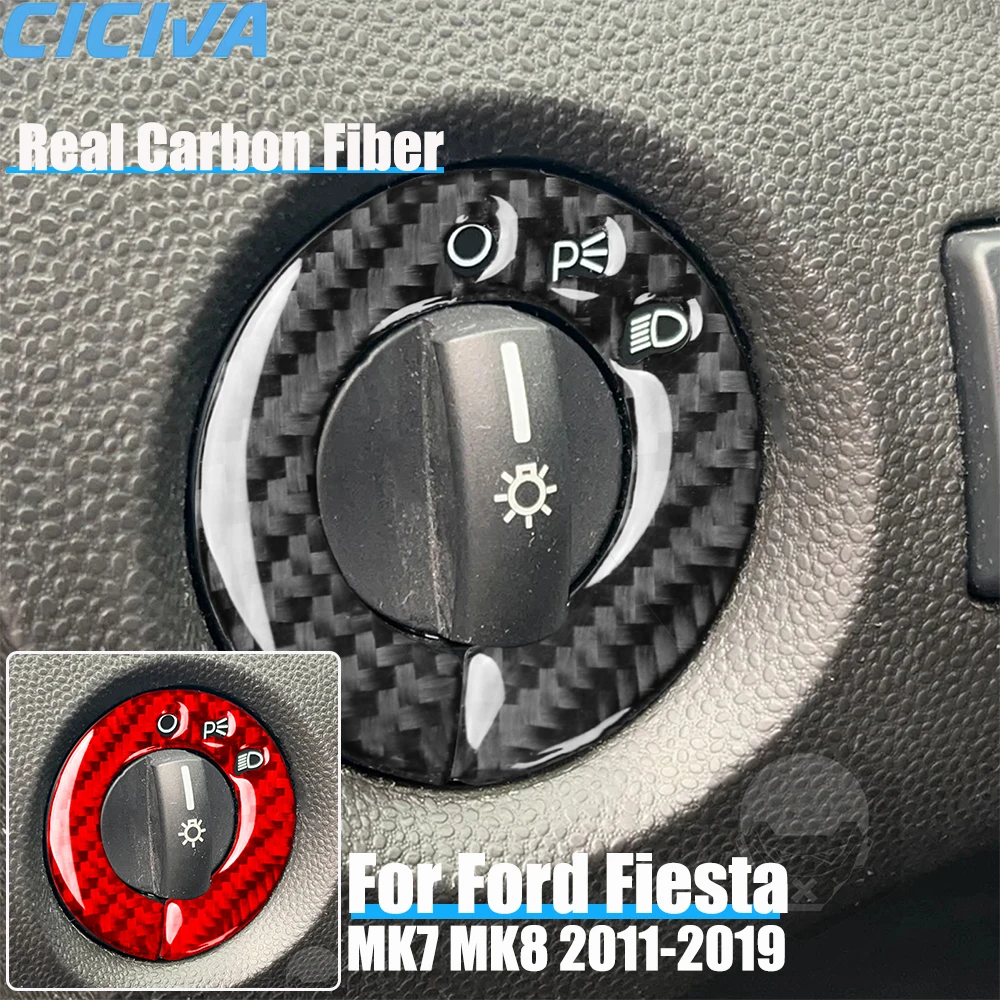 Real Carbon Fiber Car Accessories Headlight Switch Ring Trim Decorative Cover Soft Sticker For Ford Fiesta MK7 MK8 2011-2019 
Real Carbon Fiber Car Accessories Headlight Switch Ring Trim Decorative Cover Soft Sticker For Ford Fiesta MK7 MK8 2011-2019